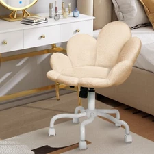Flower-Shaped Swivel Desk Chair, Petal Vanity Chair for Bedroom and Makeup Room