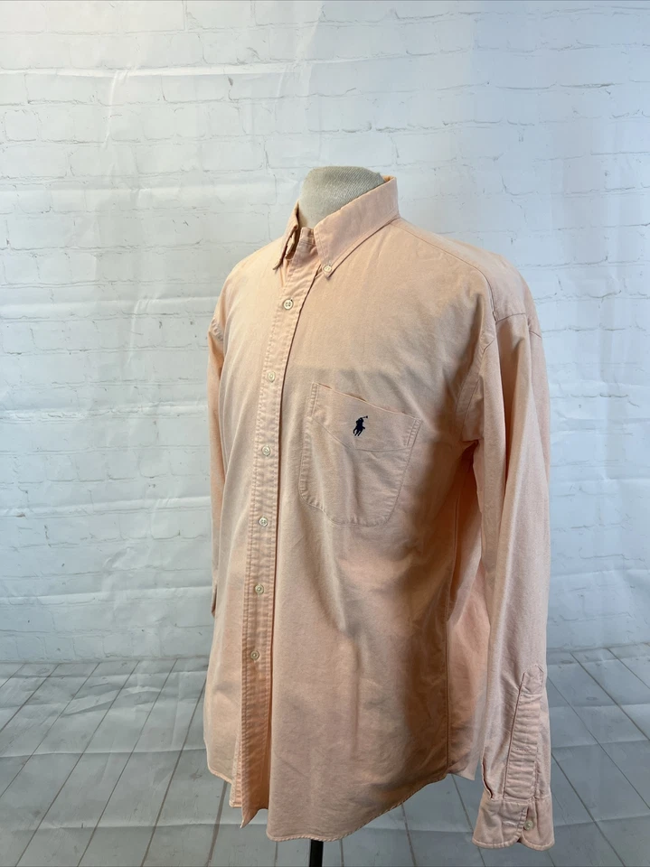 CAMISA GRANDE Ralph Lauren Para Hombre Naranja Melocotón Algodón Oxford Camisa de Vestir TALLA M $128 Foto 4 de 4