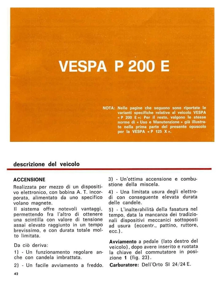 Vespa Piaggio P125X + P200E -2 Manuali uso e manutenzione +parti ricambio in PDF - Immagine 4 di 4