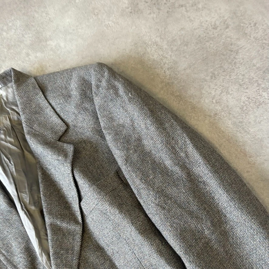 YvesSaintLaurent Blazer Mens 46" Wool Herringbone Vintage France Jacket, Grey - Image 3 of 4