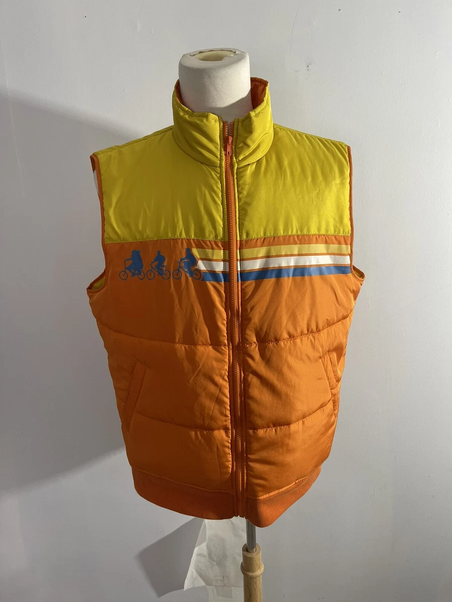 Stranger Things Puffer Vest Men 2XL Retro Color Block Orange