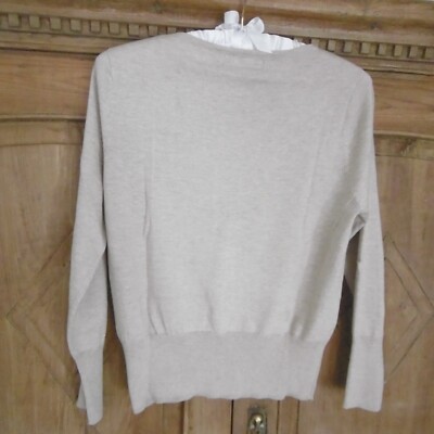 Woolovers beige oatmeal crew scoop neck 3/4 sleeve crop cotton silk  cardigan S