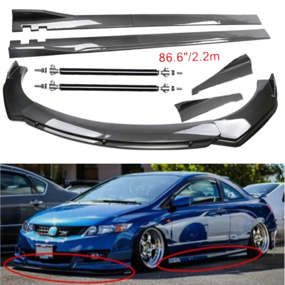 Carbon Fiber Front Bumper Lip Spoiler Splitters Body Kit For Honda Civic SI Cou