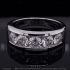 Men 3 Ct Round Cut Moissanite 5-Stone Wedding Band Ring 14k White Gold Plated