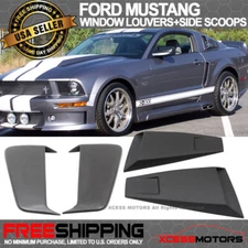Fits 2005-2009 Ford Mustang EL Style 2PCS Side Window Louvers + Fender Scoops PU
