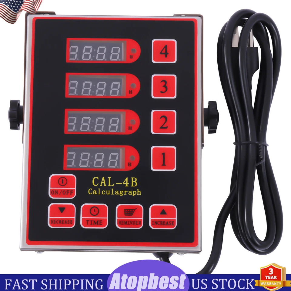 Commercial 4 Channels Kitchen Timers Restaurant Timer Loud Red Stainless Steel！ - Image 3 of 4