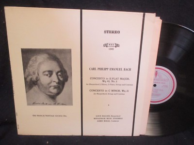 James Bolle ''Carl Philipp Emanuel Bach:Concerto in E-Flat Major,Wq.43,No.3''LP