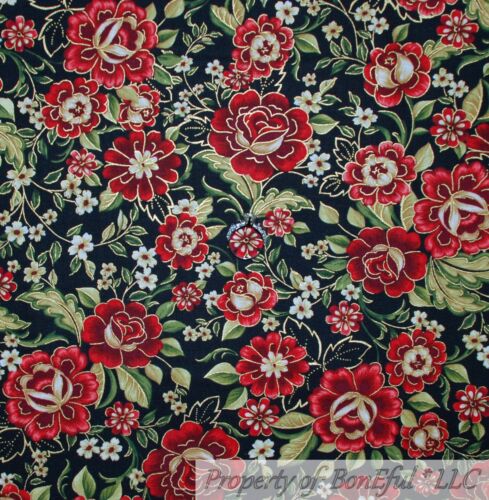 BonEful Fabric FQ Cotton Quilt White Green Tree Leaf Red Bird Winter Xmas Forest - Picture 12 of 14