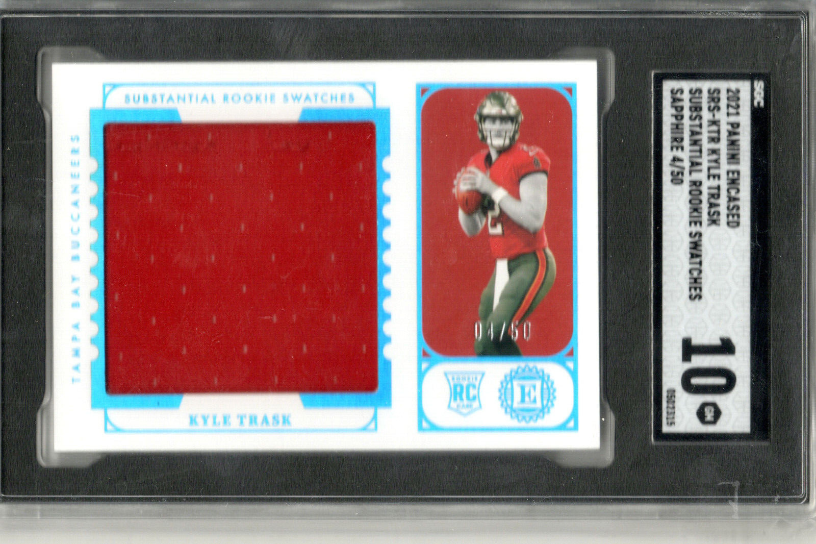 Kyle Trask Panini Encased Substantial Rookie Swatches #SRSKTR Emerald