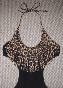 NWT VICTORIA'S SECRET PINK XS LEOPARD FRINGE MONOKINI ONE PIECE BATHING SWIMSUIT