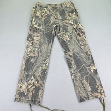 Vintage Mossy Oak Pants Large Green Realtree Camo Canvas Cargo Hunting Belted 