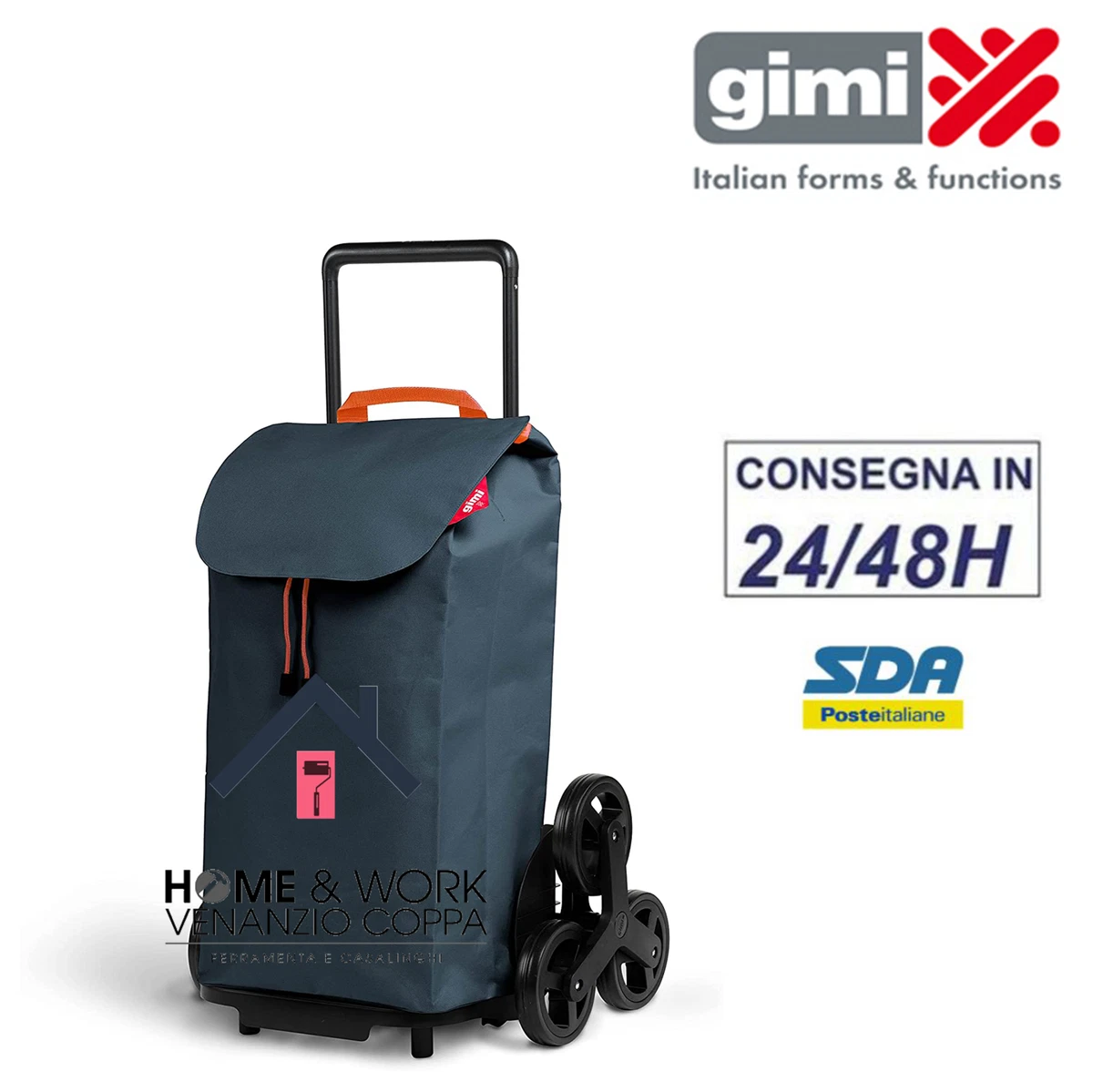 Carrello Portaspesa porta spesa Gimi 6 Ruote Impermeabile 52LT  ultraresistente