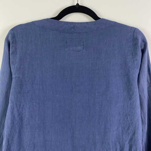 FLAX Petite 100% Linen Lagenlook Jacket Blue Peplum Button Up - 第 6/9 張圖片