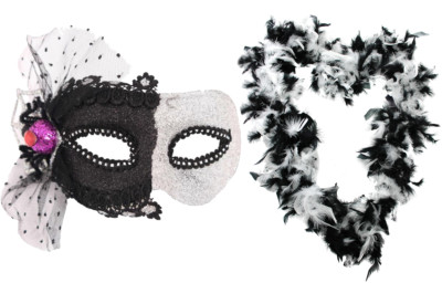 MASKERADE AUGENMASKE + FEDER BOA GLITZER KARNEVAL MASKENBALL ACCESSOIRE