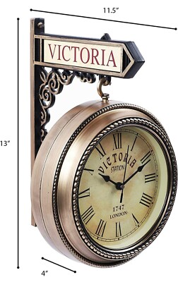 Vintage Railway Clock Victoria Vintage Double Side 12
