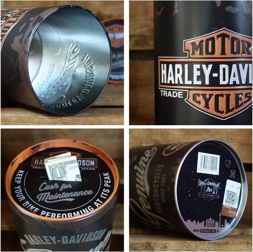 Vintage Style Retro Money Box Can Shape Tin - Harley Davidson Genuine Motor Oil - Picture 3 of 3