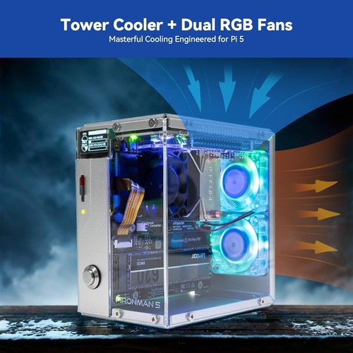 Efficient Raspberry Pi 5 Case with Advanced Cooling & Stylish RGB Illumination - Afbeelding 6 van 11