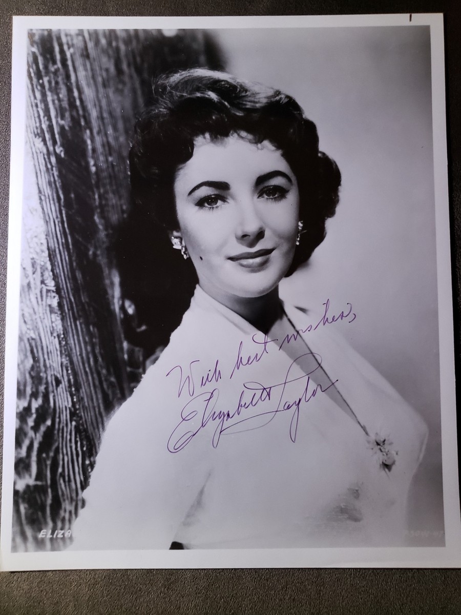 ELIZABETH TAYLOR Autograph 1954 8X10 Glossy Photo VIOLET INK