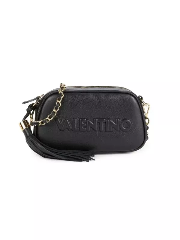 NWT Mario Valentino Bella Logo Leather Crossbody Bag 0400018171850 Black  $485