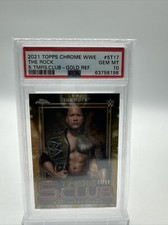 2021 TOPPS CHROME WWE THE ROCK 5 TIMERS CLUB GOLD REFRACTOR SP /50 MINT PSA 10