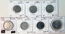 Lotto monete Italia: 1919-1950:2 lire, 10 lire, 20 centesimi e 50 centesimi (7 monete)