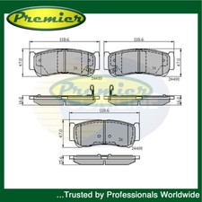 Premier set pastiglie freno posteriori si adatta a Hyundai Santa Fe 2006-2009 H-1 1997-2007