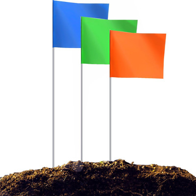 100Pack Marking Flags, Orange&Green&Blue, Marker Flags for Lawn, 15X4X5 Inch ...