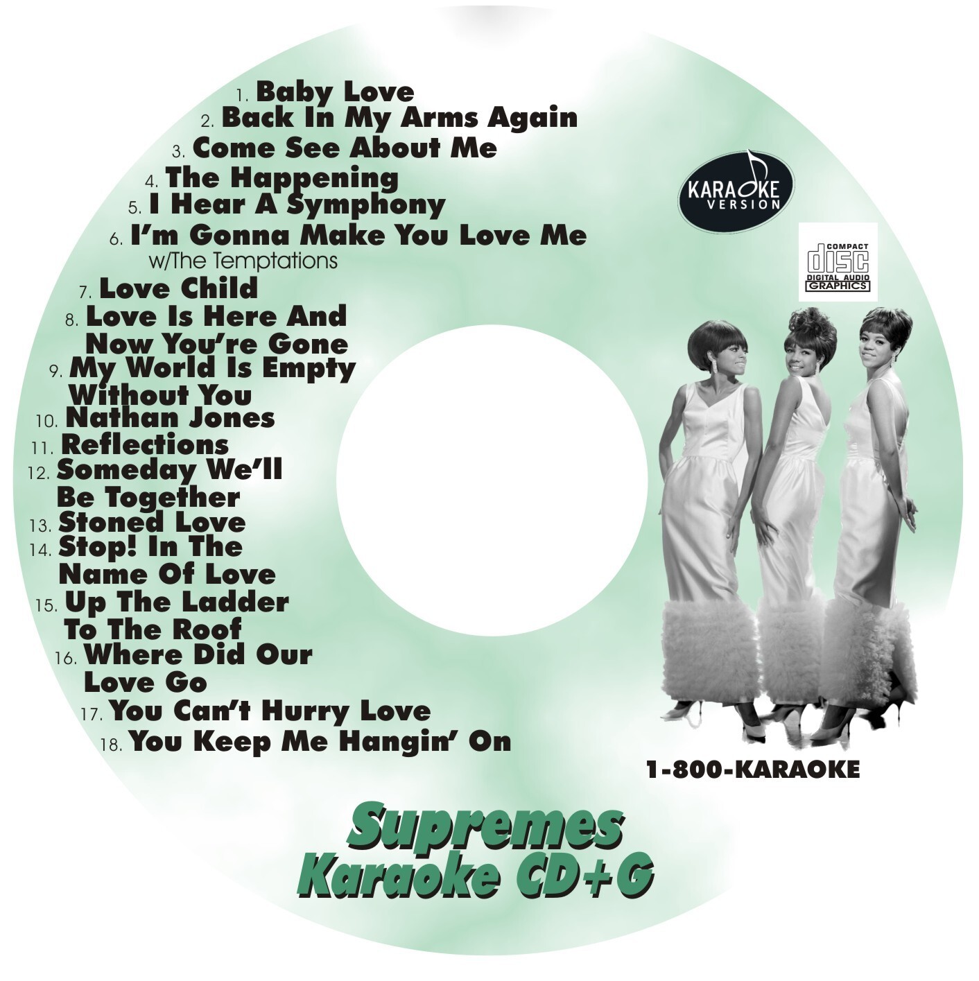 CUSTOM KARAOKE SUPREMES 18 GREAT SONG cdg CD+G HARD-TO-FIND BABY LOVE DIANA ROSS