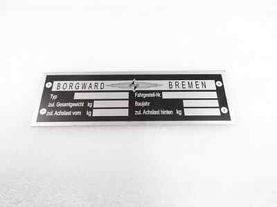 DATA PLATE FITS TO BORGWARD ISABELLA COUPE #V331-8
