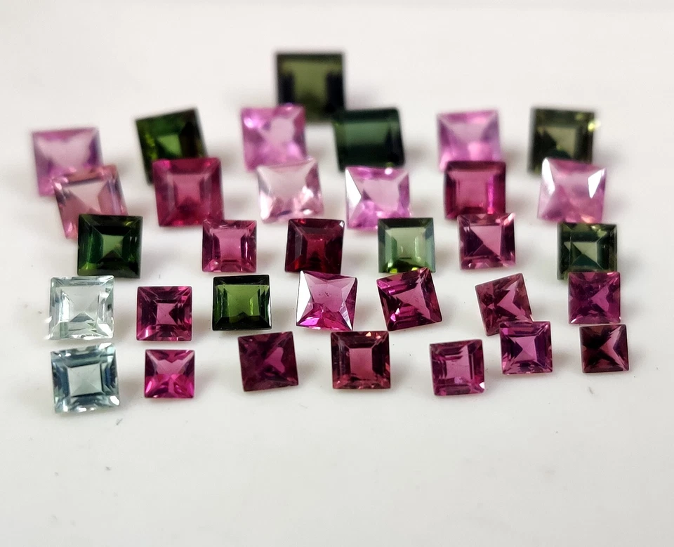 Multi Color Tourmaline 33 Pc Square Cut 3-6mm Lot for Jewelry Making 16.9 Ct. - Image 4 of 4