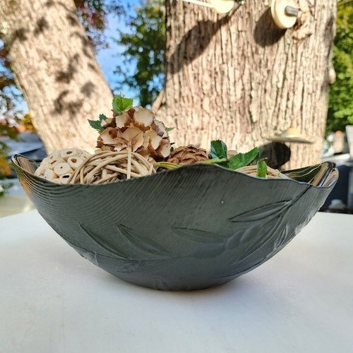 Vintage Monna Art Glass Avocado Green Dish Bowl 9.5in - Picture 12 of 15