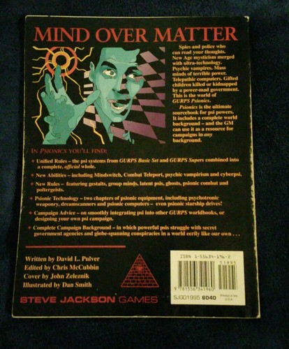 GURPS Psionics : Fantastic Powers of Mind over Matter by David L. Pulver... - Picture 2 of 2
