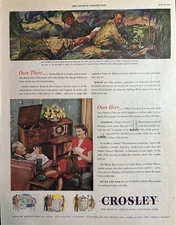 1944 Crosley Corporation Radio WW II Marine Over There Appliances VTG Print Ad