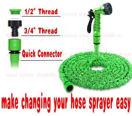 Expanding Expandable Flexible Garden Water Hose w Spray Nozzle 25, 50, 75, 100FT - Picture 2 of 10