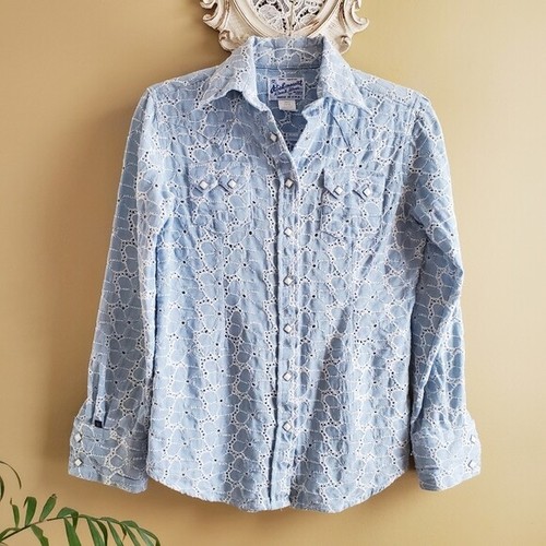 Vintage Blue Eyelet Button Down Rockmount Ranch, S