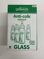 Dr Brown  s Anti-Colic Glass Baby Bottles Narrow 8oz 250ml 4 Pack