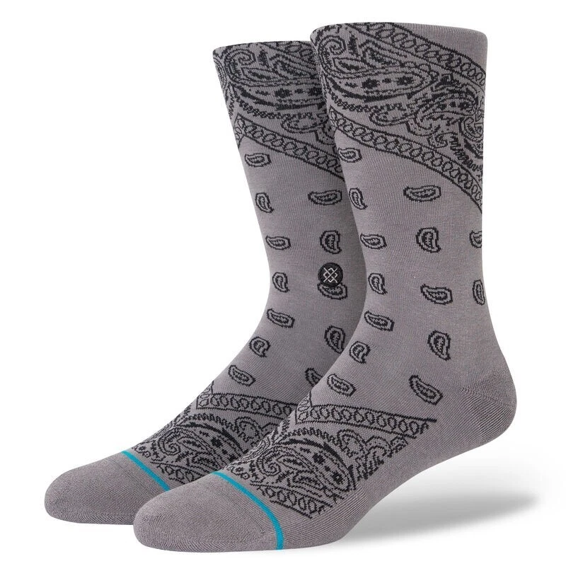 Stance Adult Grey Crew Cotton Cushion El Barrio Bandana Casual Socks Sz M 6-8.5