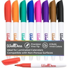 Wet Erase Markers Ultra Fine Point Assorted Colors 8 Pack Smudge Free