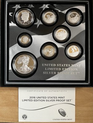 2016-S US Mint Limited Edition Silver Proof Set. 8 Coins Box & COA