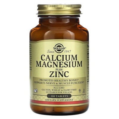Solgar, Calcium Magnesium Plus Zink, 100 Tabletten