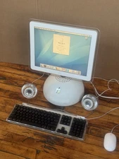 Apple iMac G4 Computer 2002 M6498 w/ Speakers, Pro Keyboard & Mouse Tested Works