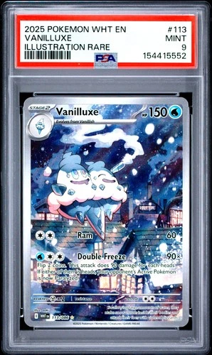 2025 POKEMON WHT EN-WHITE FLARE ILLUSTRATION RARE #113 VANILLUXE PSA 9