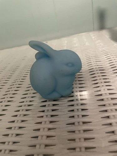 VTG Fenton Blue Satin Glass Bunny Rabbit Figurine 3” Unpainted