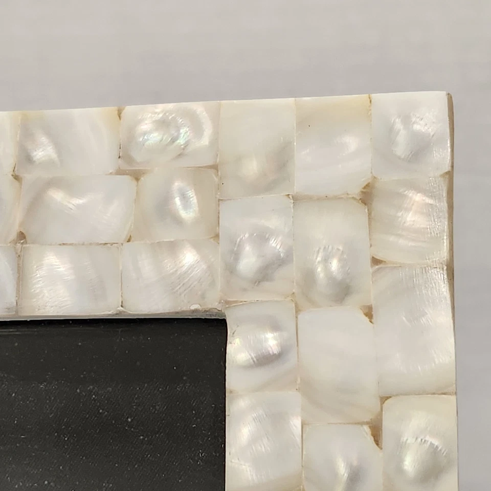 Mother of Pearl Mosaic Picture Frame 5x7 White Shell Inlay Coastal Decor - Image 2 of 4