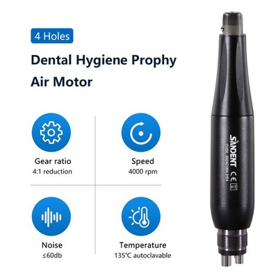 Black Dental Prophy Hygiene-Handstück Luftmotor 4-Loch 4:1 Gerader Nasenkonus