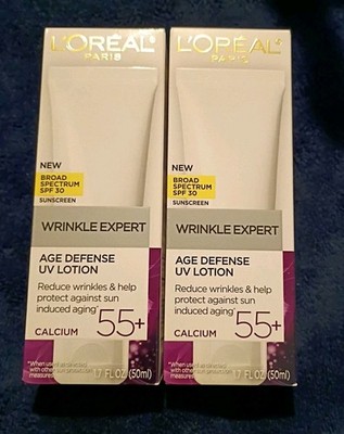 2x L Oreal Paris Wrinkle Expert  SPF 30 Age Defense UV Lotion. Calcium 55+ 