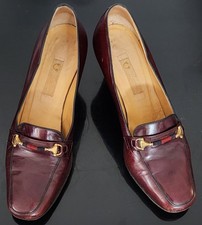 VTG GUCCI HORSEBIT BURGUNDY LEATHER HEEL SZ 36 B 6 US MADE ITALY
