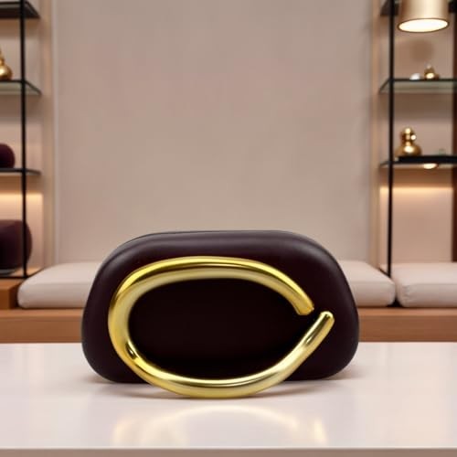 Elegant Small evening clutch purses with Handle for women formal leather Coffee - Picture 5 of 7