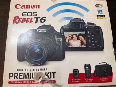Canon EOS Rebel T6 18MP DSLR 18-55mm Lens Kit Wi-Fi/NFC 1080p Black