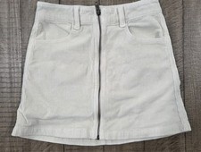 American Eagle Super Stretch Corduroy Mini Skirt Cream Ivory Full Zip Size 0